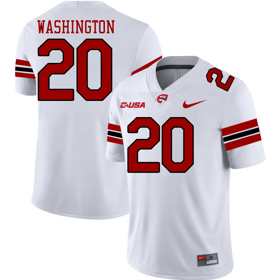 Western Kentucky Hilltoppers #20 Bryson Washington College Football Jerseys Stitched Sale-White